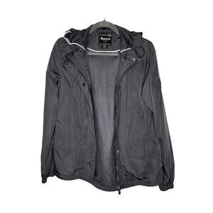 Roots Canada Men's S Hooded Zip Front Jacket Windbreaker Black EUC